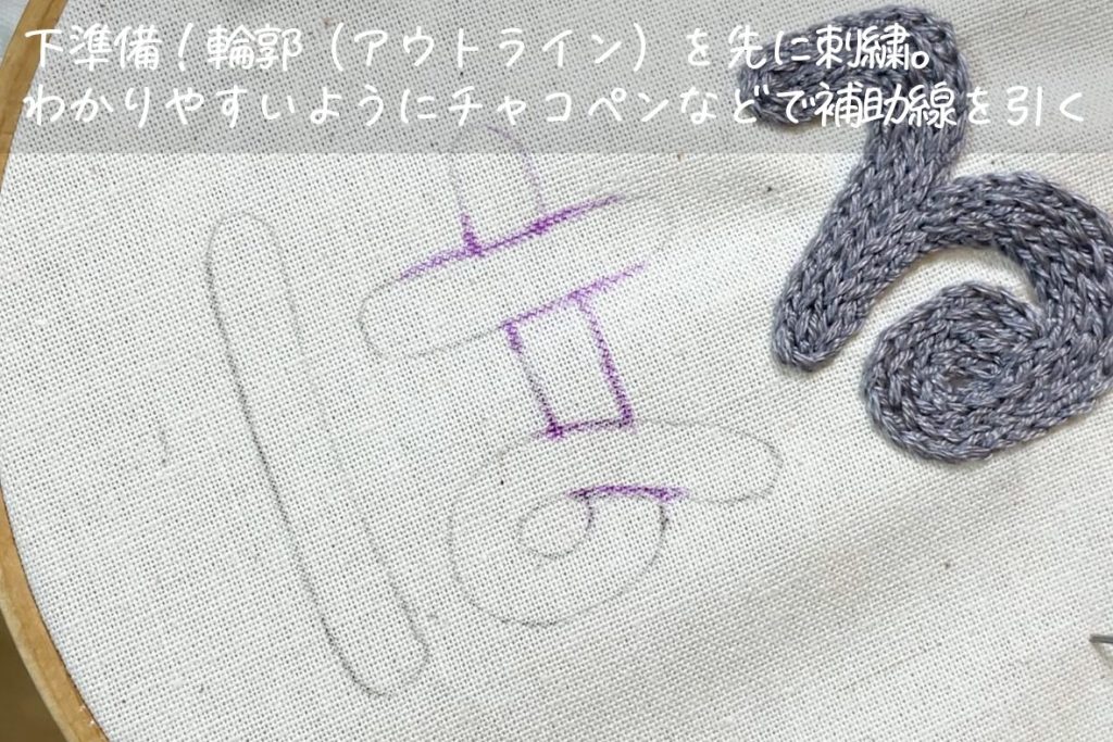 チェーンステッチで太い文字を刺繍する